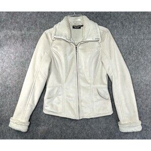 Harley Davidson Women's Cream Jacket Sz S Sherpa Lining Embroidered Logo Soft